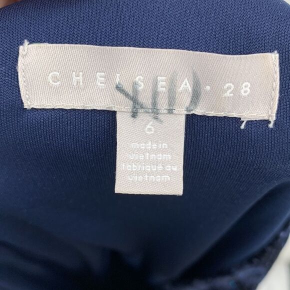 Chelsea 28 Navy Sparkle Velvet Wide Leg Jumpsuit Sz 6 - Picture 9 of 11